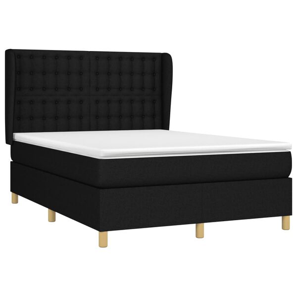 vidaXL Sommier &agrave; lattes de lit avec matelas Noir 140x190 cm Tissu