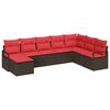 vidaXL Ensemble de Canap&eacute;s 8 pc Marron et rouge polyrotin