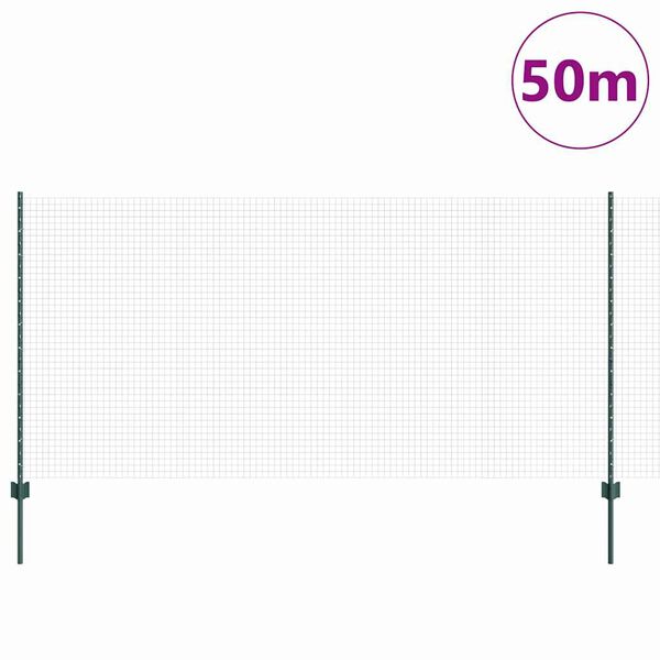 vidaXL Cl&ocirc;ture avec poteau Vert 1,2 x 50 m Acier et PVC
