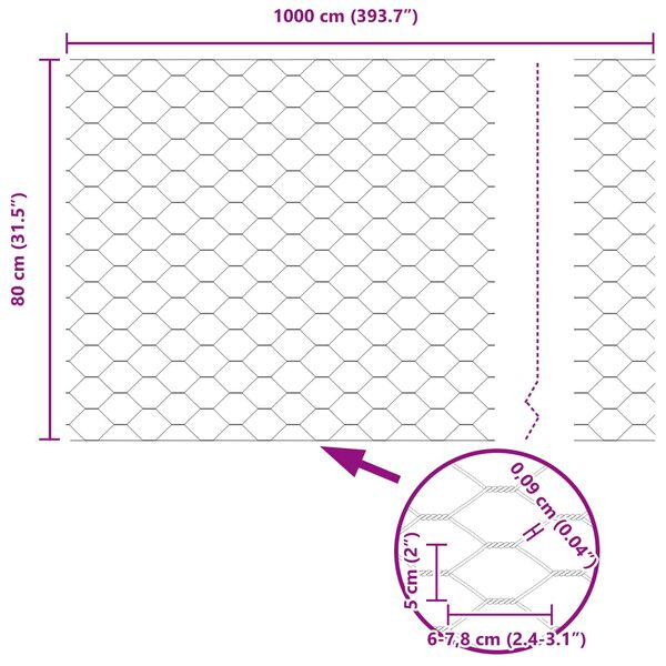 vidaXL Clôture hexagonale Vert 0.8 x 10 m Acier