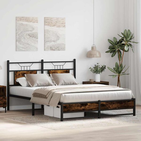 vidaXL Cadre de lit sans matelas ch&ecirc;ne fum&eacute; 140x200 cm bois ing&eacute;nierie