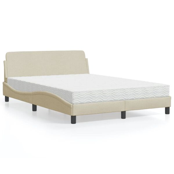 vidaXL Lit avec matelas Dover cr&egrave;me 140x200 cm tissu