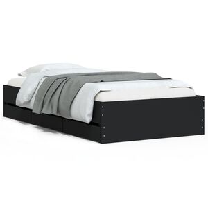 vidaXL Cadre de lit avec tiroirs sans matelas noir 90x190 cm