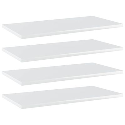 vidaXL Panneaux bibliothèque 4pcs Blanc brillant 60x30x1,5cm Aggloméré