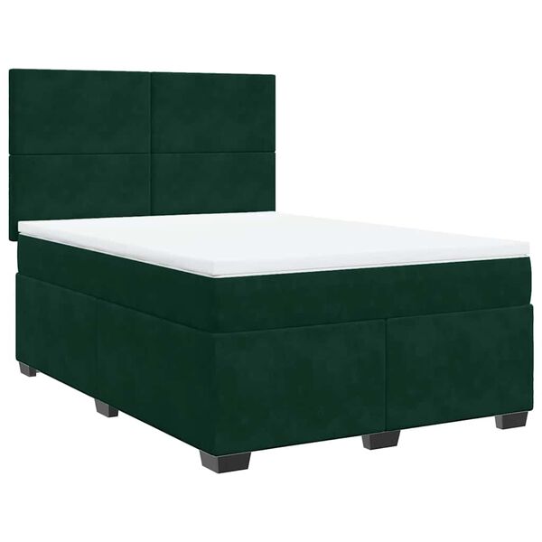 vidaXL Sommier &agrave; lattes de lit et matelas Vert fonc&eacute; 160x200cm Velours