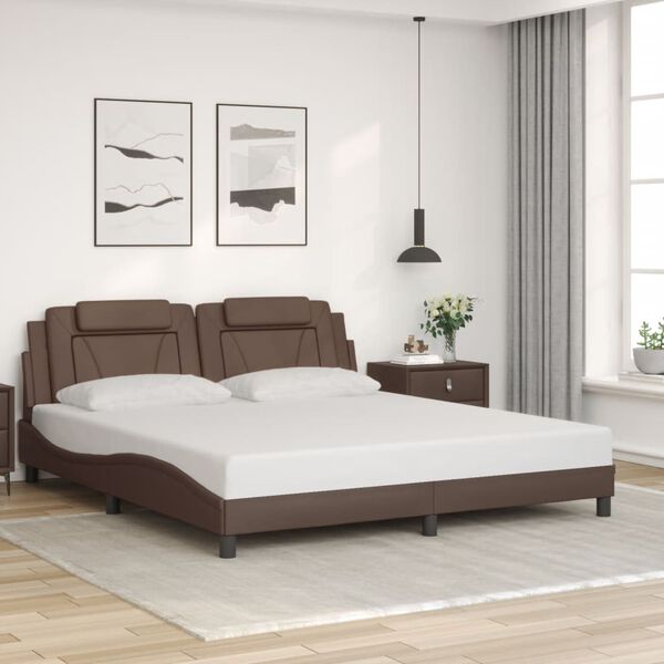 vidaXL Cadre de lit Viana avec LED sans matelas marron 180x200 cm