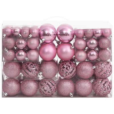 vidaXL Ensemble de boules de Noël 111 pièces rose polystyrène