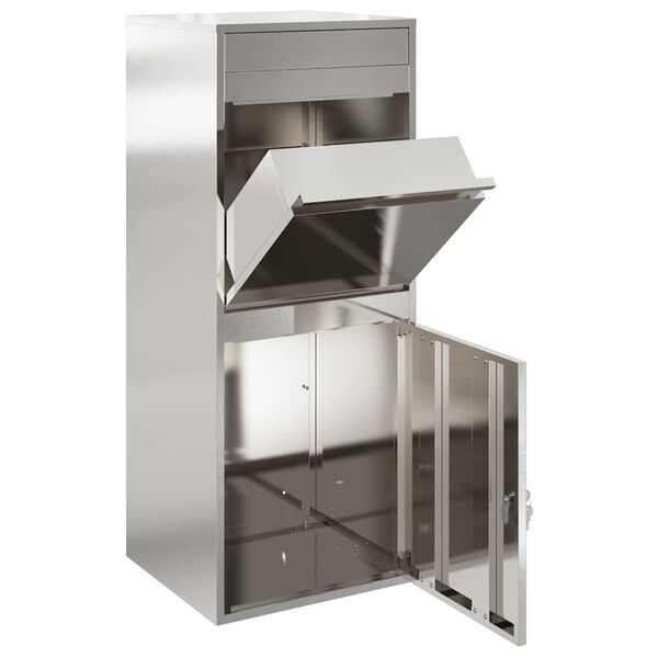 vidaXL Bo&icirc;te de d&eacute;p&ocirc;t de colis avec stockage Argent&eacute; 47,5 x 38 x 59 cm
