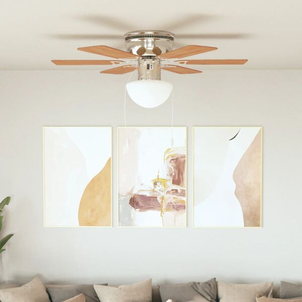 vidaXL Ventilateur de plafond orn&eacute; avec lumi&egrave;re 82 cm Marron clair