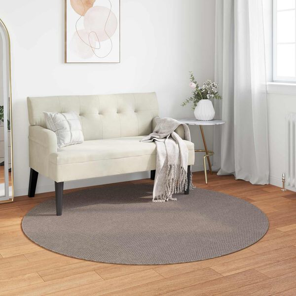 vidaXL Tapis de surface Rond LUGO Taupe &Oslash; 120 CM Polyester