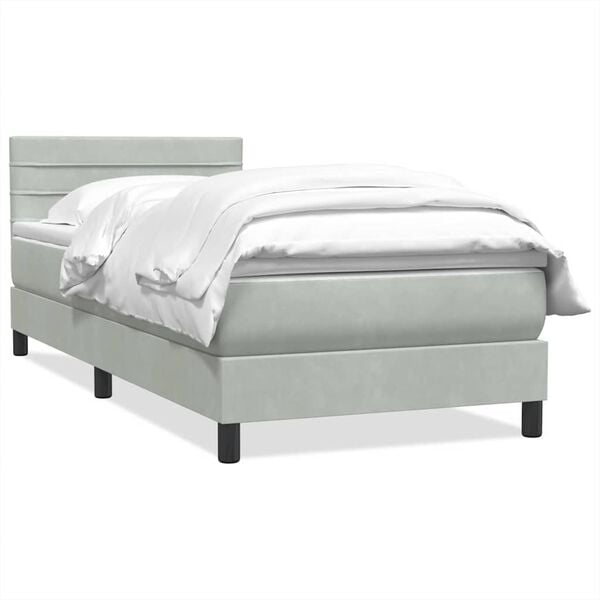 vidaXL Sommier &agrave; lattes de lit et matelas gris clair 90x210 cm velours