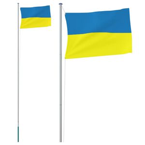 vidaXL Drapeau de l'Ukraine et m&acirc;t 6,23 m aluminium