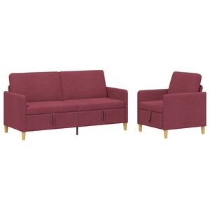 vidaXL Canap&eacute; avec rangement 2 pc Bordeaux Polyester