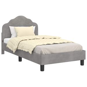 vidaXL Cadre de lit pour enfants avec t&ecirc;te de lit Gris clair Velours
