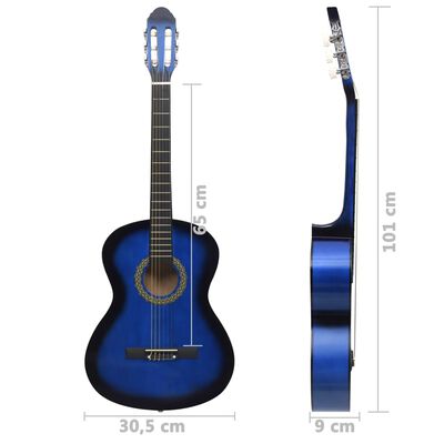 vidaXL Guitare classique avec sac pour débutants Bleu 4/4 39"