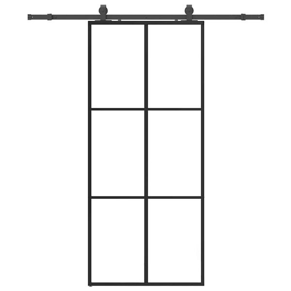 vidaXL Porte coulissante kit de quincaillerie noir 90x205 cm verre ESG