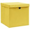 vidaXL Bo&icirc;tes de rangement et couvercles 4 pcs Jaune 32x32x32 cm Tissu