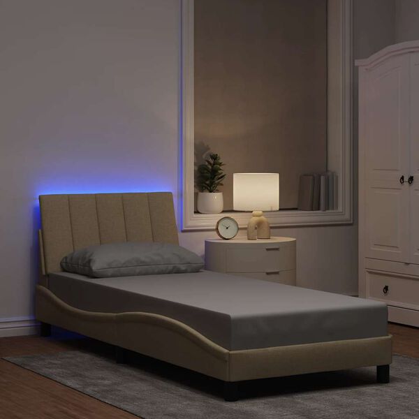 vidaXL Cadre de lit sans matelas Hanko cr&egrave;me 80x200 cm tissu