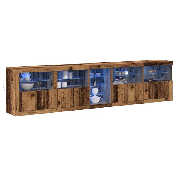 vidaXL Buffet LED Bois ancien 283 x 37 x 67 cm Bois d'ingénierie