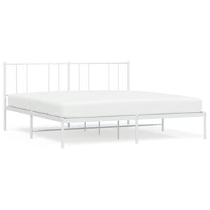 vidaXL Cadre de lit m&eacute;tal sans matelas et t&ecirc;te de lit blanc 193x203 cm