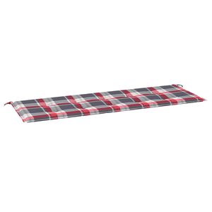 vidaXL Coussin de banc de jardin motif &agrave; carreaux rouges 150x50x4 cm