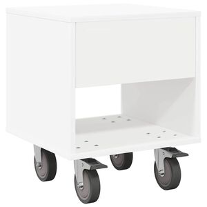 vidaXL Table de chevet Blanc 40,5 x 40 x 48 cm Bois d'ing&eacute;nierie