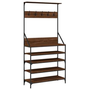 vidaXL Porte-v&ecirc;tements et rangement des chaussures ch&ecirc;ne marron