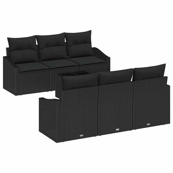 vidaXL Ensemble de Canap&eacute;s avec coussin 7 pcs Noir polyrotin