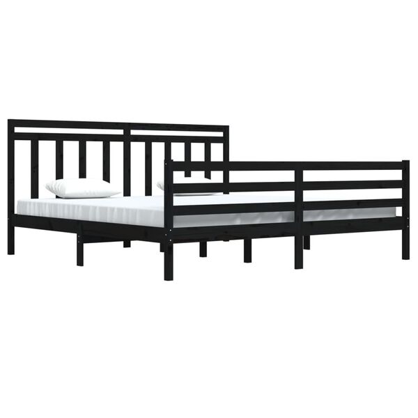 vidaXL Cadre de lit sans matelas noir 200x200 cm bois massif