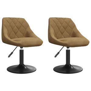 vidaXL Chaises de salle &agrave; manger pivotantes 2 pc Faux cuir Marron
