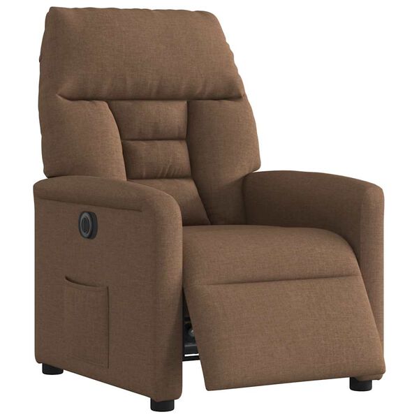 vidaXL Fauteuil inclinable &eacute;lectrique Marron Tissu