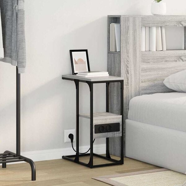 vidaXL Cabinet de chevet avec tiroir Sonoma gris 41.5 x 26 x 60.5 cm