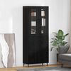 vidaXL Haut Armoire 2 pcs Ch&ecirc;ne noir Bois Agglom&eacute;r&eacute; et Verre