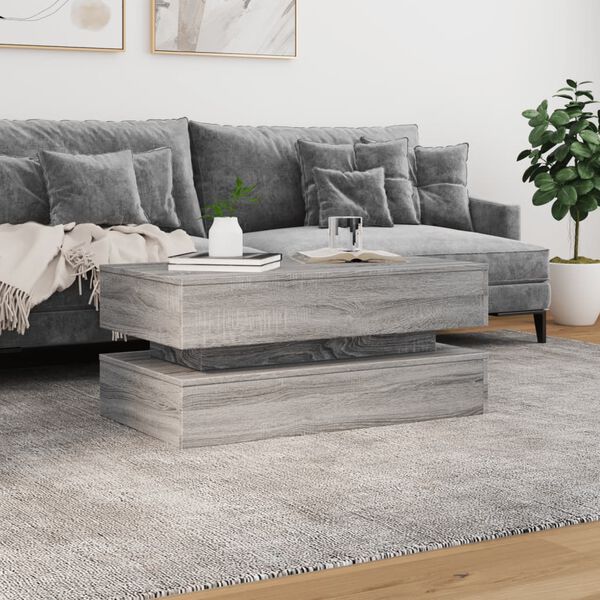 vidaXL Table basse avec lumières LED gris sonoma 90x50x40 cm