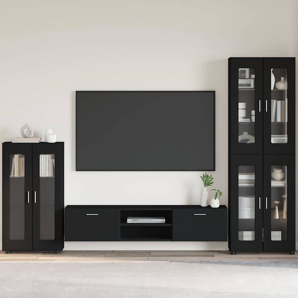 vidaXL Buffet FLORIN Noir 55,5 x 29 x 103 cm Bois d'ing&eacute;nierie