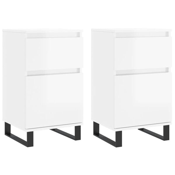 vidaXL Buffets 2 pcs blanc brillant 40x35x70 cm bois d'ing&eacute;nierie