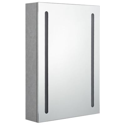vidaXL Armoire de salle de bain à miroir LED gris béton 50x13x70 cm