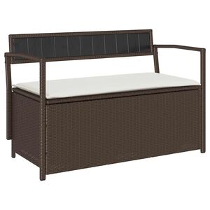 vidaXL Banc de rangement de jardin avec coussin marron r&eacute;sine tress&eacute;e