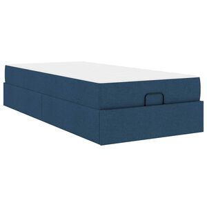 vidaXL Cadre de lit avec matelas 2 pi&egrave;ces Bleu tissu