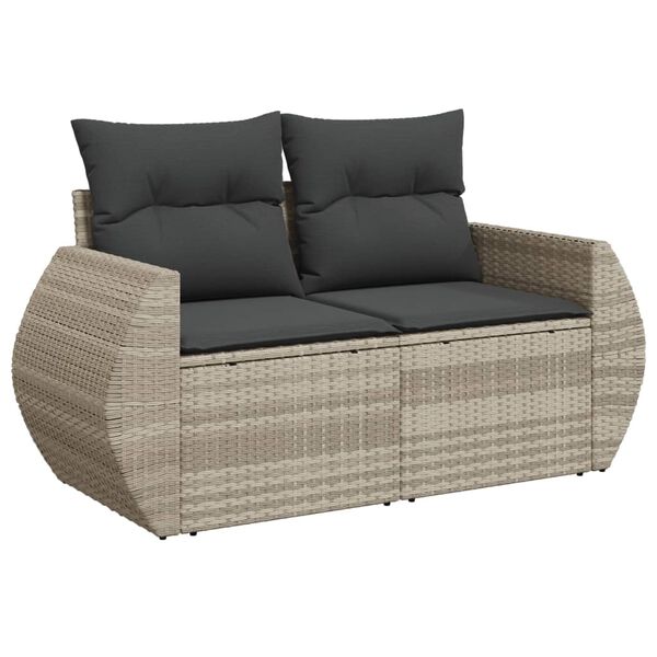 vidaXL Salon de jardin 11 pcs avec coussins gris clair r&eacute;sine tress&eacute;e