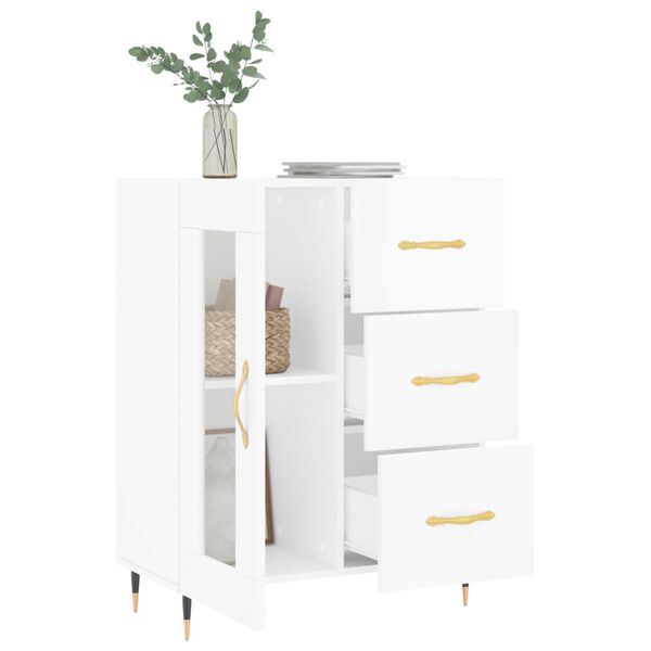 vidaXL Buffet Blanc brillant 69,5x34x90 cm Bois d'ingénierie