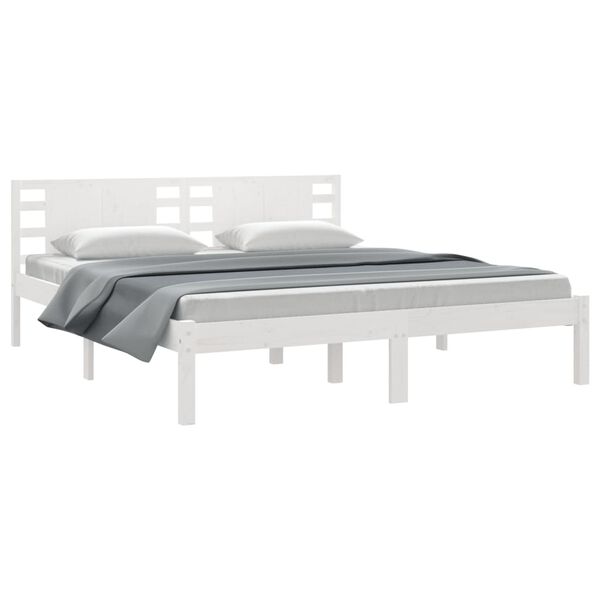 vidaXL Cadre de lit sans matelas blanc 180x200 cm bois massif