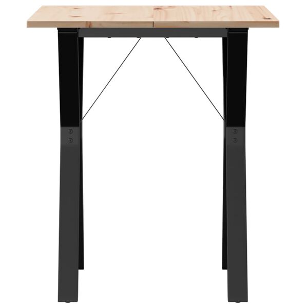 vidaXL Table à manger cadre en Y 70x70x75 cm bois de pin massif acier