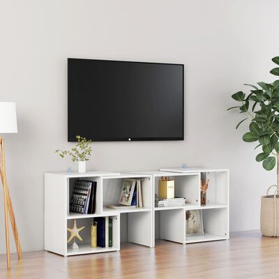 vidaXL Meuble TV Blanc brillant 104x30x52 cm Aggloméré