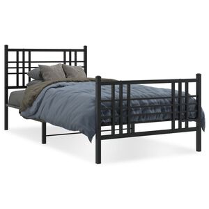 vidaXL Cadre de lit m&eacute;tal sans matelas avec pied de lit noir 90x200 cm