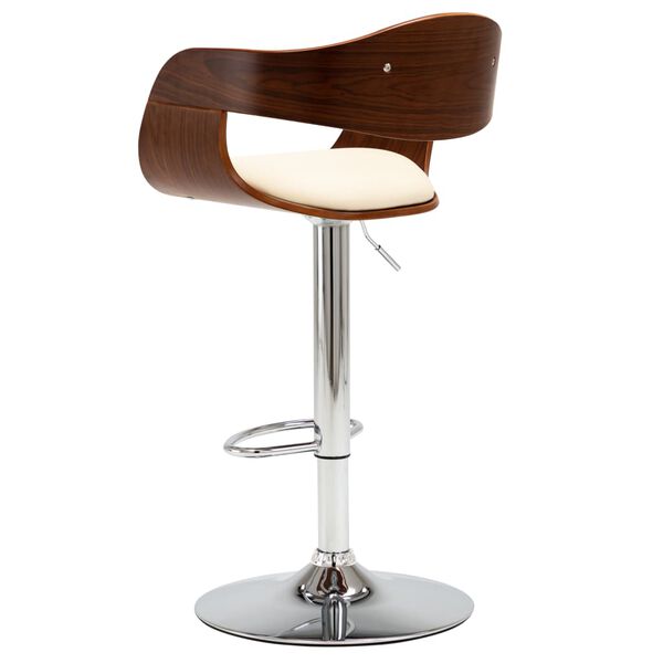 vidaXL Tabouret de bar Crème Bois courbé et similicuir