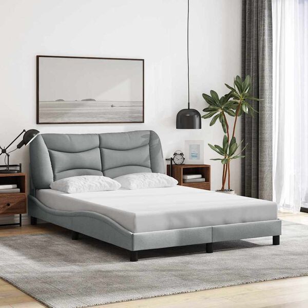 vidaXL Cadre de lit sans matelas Hvar gris clair 120x200 cm tissu