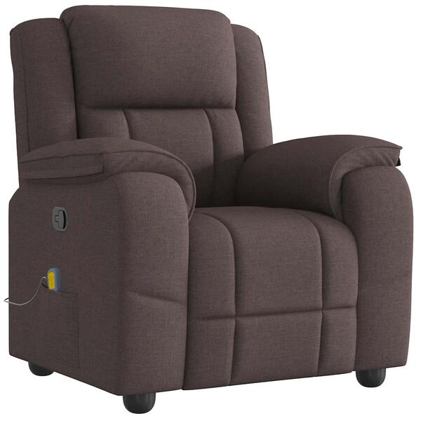 vidaXL Fauteuil de massage inclinable Marron foncé Tissu