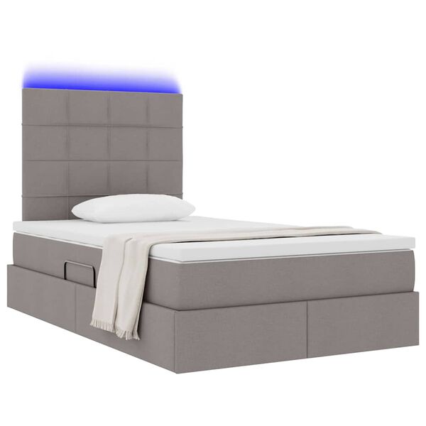 vidaXL Lit avec rangement et LED avec LED Taupe 120 x 190 cm Polyester