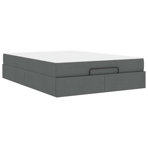 vidaXL Cadre de lit avec matelas avec matelas 2 pcs Gris Foncé tissu